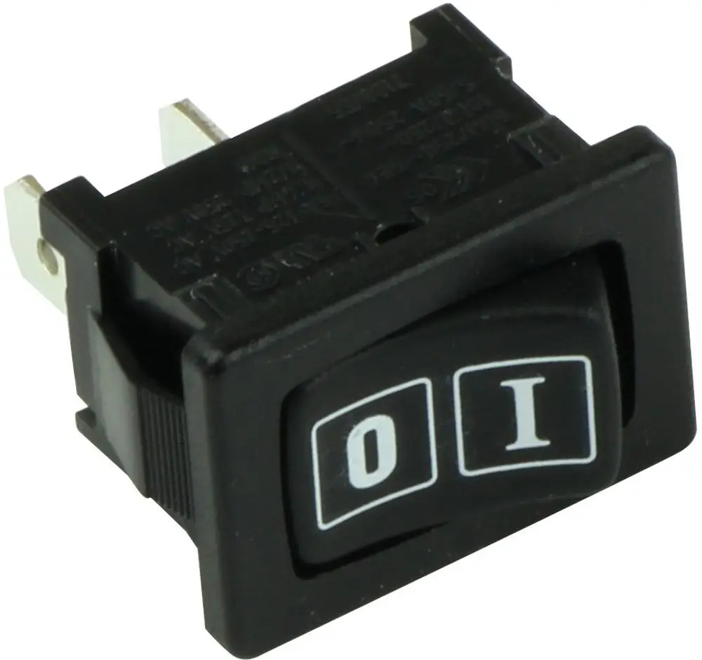 Schwarzer Wippschalter mit den Positionen "0" und "I", der für elektrische Anwendungen geeignet ist und der Marke Bosch zugeordnet werden kann.